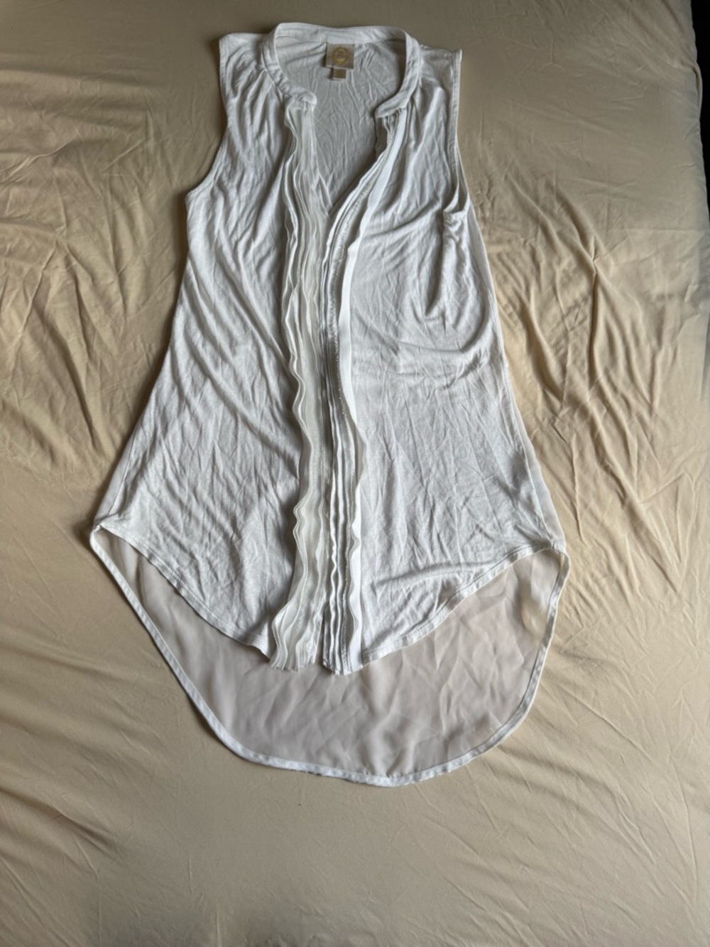 Anthropologie Ric Rac White Sleeveless Ruffle Tunic Top - Size S